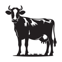 Cows silhouette vector illustration on white background.