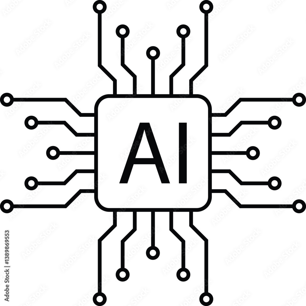 Poster artificial intelligence processor icon. ai cpu icon isolated on white background