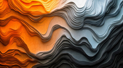 Fototapeta premium Abstract red and yellow art featuring a wavy liquid texture with a seamless flow
