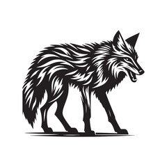 Coyote Silhouette - Minimalist Coyote Animal Design - Coyote Vector - Illustration Of Coyote.
