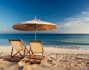 beach chair and umbrella