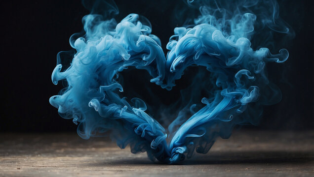 Blue Smoke Forming a Heart Shape - A Captivating Visual of Love and Emotion