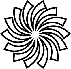 Sunburst, Starburst icon in line. Isolated on transparent background