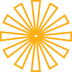 Sunburst, Starburst icon in line. Isolated on transparent background