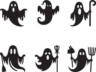 Halloween Ghost Silhouette Vector Art