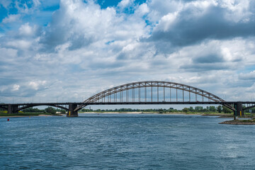 View of the Waal Bridge in Nijmegen over the Rhine, which is called the Waal here