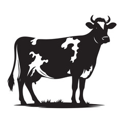 Cows silhouette vector illustration on white background.