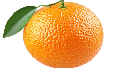 Isolated Photo Of Orange Fruit With Green Leaf Transparent Background