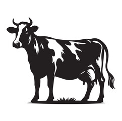 Cows silhouette vector illustration on white background.