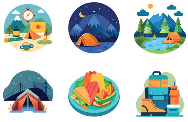 Camping Bundle. Lakeside Campfire Tent Collection Stickers