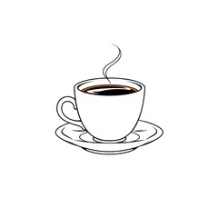 Aromatic Steam Rising from a Cup of Coffee: A Simple Line Art Illustration