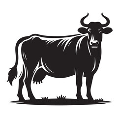 Fototapeta premium Cows silhouette vector illustration on white background.