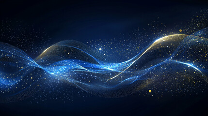 cosmic stars in a dark  blue background, Abstract Blue Energy Waves: A Digital Art Creation