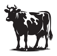 Cows silhouette vector illustration on white background.