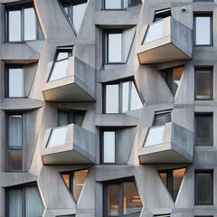 Angled Apartment Bays Protruding Windows Facades