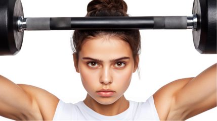 A Fitness Portrait Of Young Woman Lifting Weight Isolated PNG Background