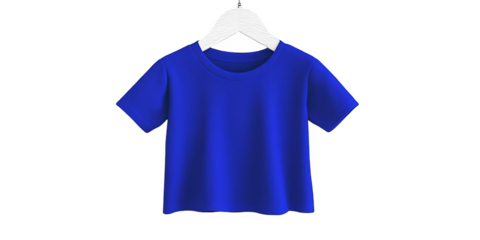 Isolated T-shirt Illustration With Blue Color Hanging On A White Hanger