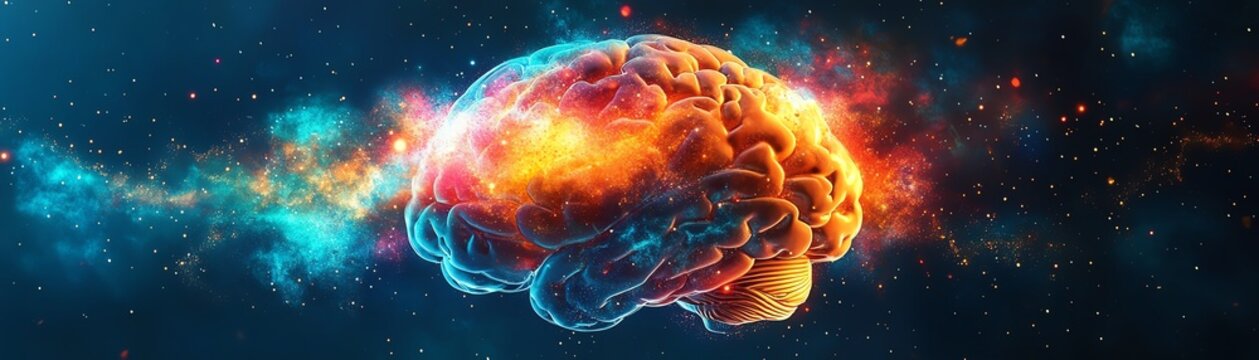 Colorful brain bursting with imaginative ideas, abstract explosion of creativity and innovation, symbolic of free thought, engineering brilliance, bright, highdefinition visuals