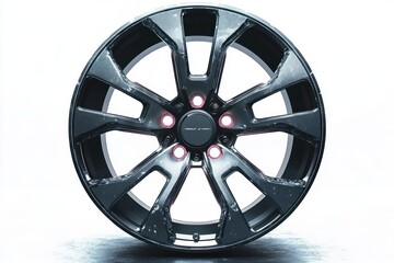 Obraz premium Futuristic Photorealistic Car Alloy Wheel Design with Carbon Fiber Accents