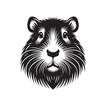 black and white guinea pig portrait clip art preview