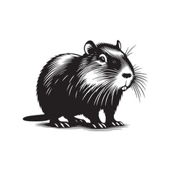 Coypu Silhouette - Minimalist coypu vector - Illustration of Coypu - Animal design.