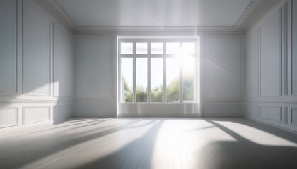 Fototapeta premium minimalist white room with sunlight ideal for backgrounds clean design and modern architecture projects