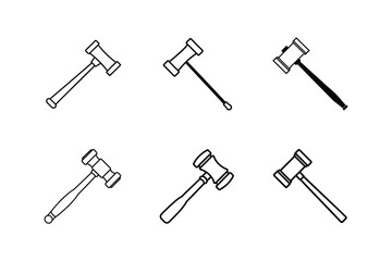 property auction hammer icon line art vector illustration