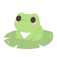 a Frog on a lily pad Hand drawn illustration Easter Clipart element Invitations, gifts, greeting cards, print, textile