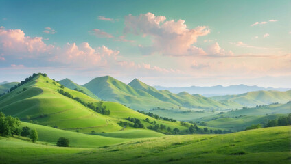 Fototapeta premium Green Hills Landscape Capturing the Beauty of Nature