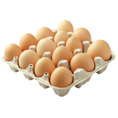 Brown Eggs in Cardboard Carton Isolated on Transparent Background