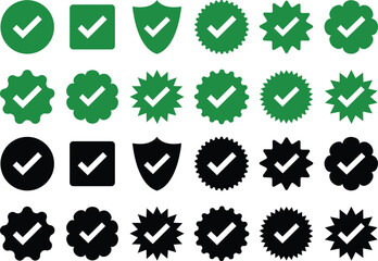 Check mark icon in flat set tick icon isolated on transparent background