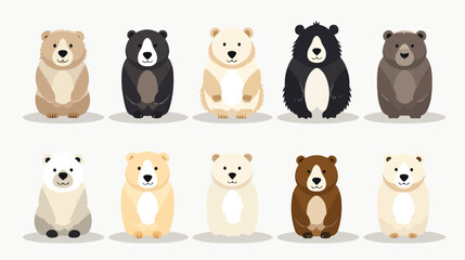 Professional Collection of Cute Wild Animals: Polar Bear, Grizzled Bear, Panda - EPS Vector Illustration