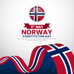 Obraz premium Norway Waving flag banner background template for norway independence day with blankspace area