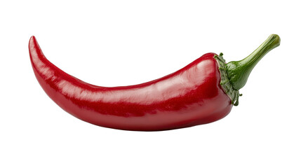Bright red pepper glistening with freshness on a white background highlighting its vibrant color and crisp texture, isolated a transparent background.