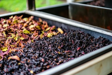 Modern tea processing features conveyor belt for efficient sorting Generative AI