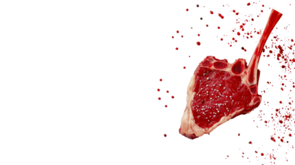 A juicy piece of meat on a cutting board with a knife ready for slicing and serving in a culinary setting, isolated a transparent background.