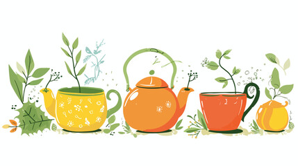 Elegant Tea Time Design on White Background Vector Illustration for Marketing Collaterals