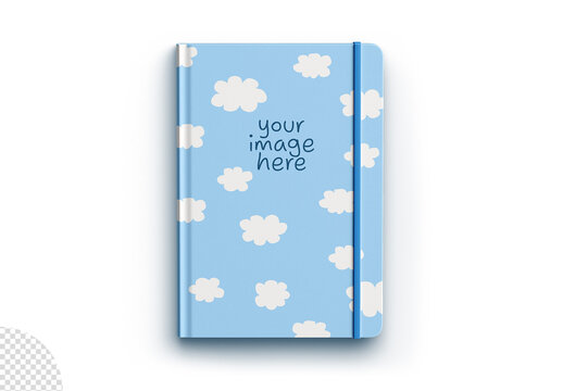 Mockup of Notebook With Rubber Band Flatlay