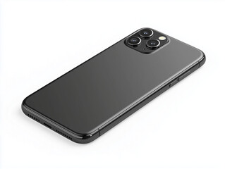 Black Modern Smartphone with Triple Camera on White Background