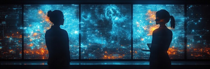 Naklejka premium Business and Network Collaboration in a Futuristic Office