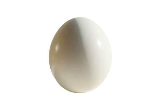 A single perfect white egg basks in soft sunlight casting a gentle shadow on a minimalist white