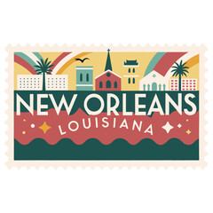 Fototapeta premium New Orleans Louisiana Postage Stamp Vector