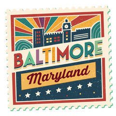 Baltimore Maryland Postage Stamp Vector