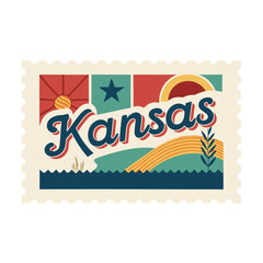Kansas Postage Stamp Vector