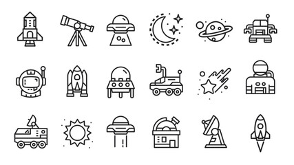 Set of Space icons with line art style. vector. editable © Kristian