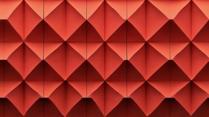 Red background illustration showing three-dimensional geometric pattern