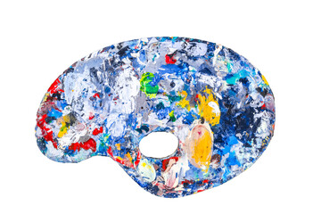 Multi-colored palette for mixing paints