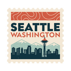 Seattle Washington Postage Stamp Vector