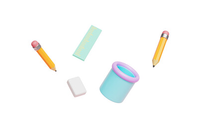 문구 세트 아이콘. 연필, 자, 지우개 Stationary Set Icon. Pencil, Ruler and Eraser