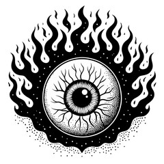 human eye on fire vector